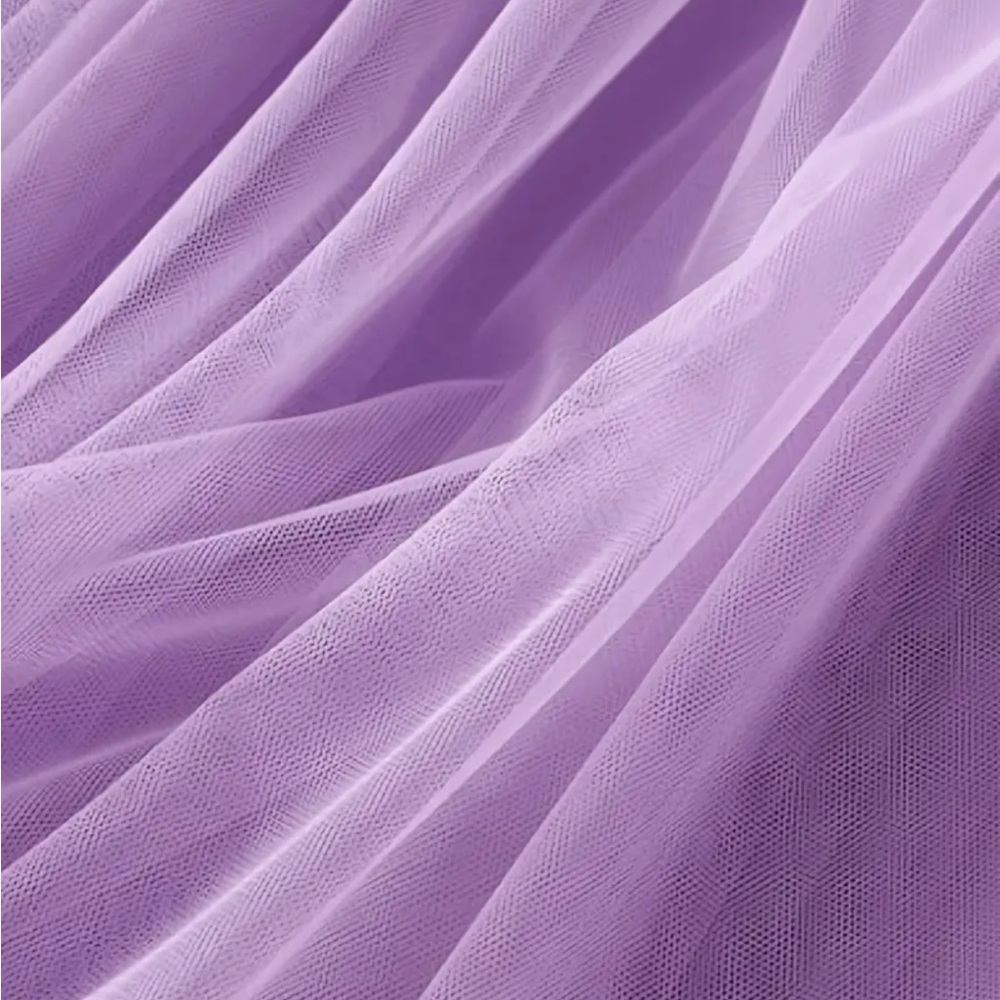 Lilac Chiffon Mesh Sheer Ruffled Layered Maxi Skirt (One size) - Picture 5 of 5